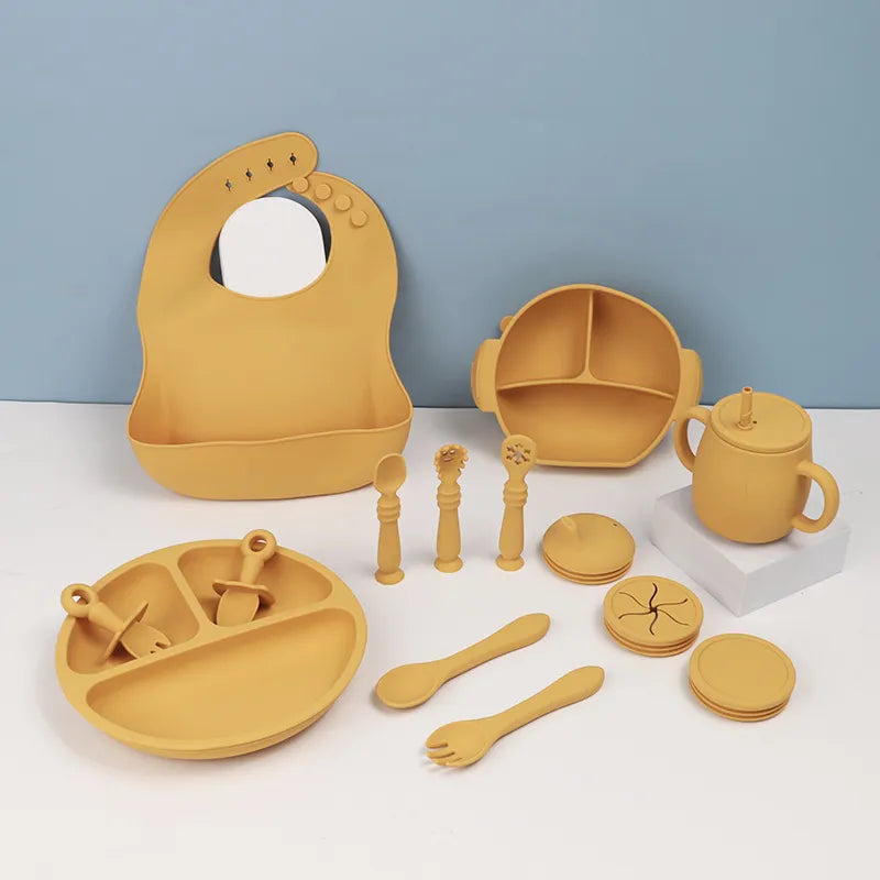 15-Piece Silicone Baby Feeding Tableware Set