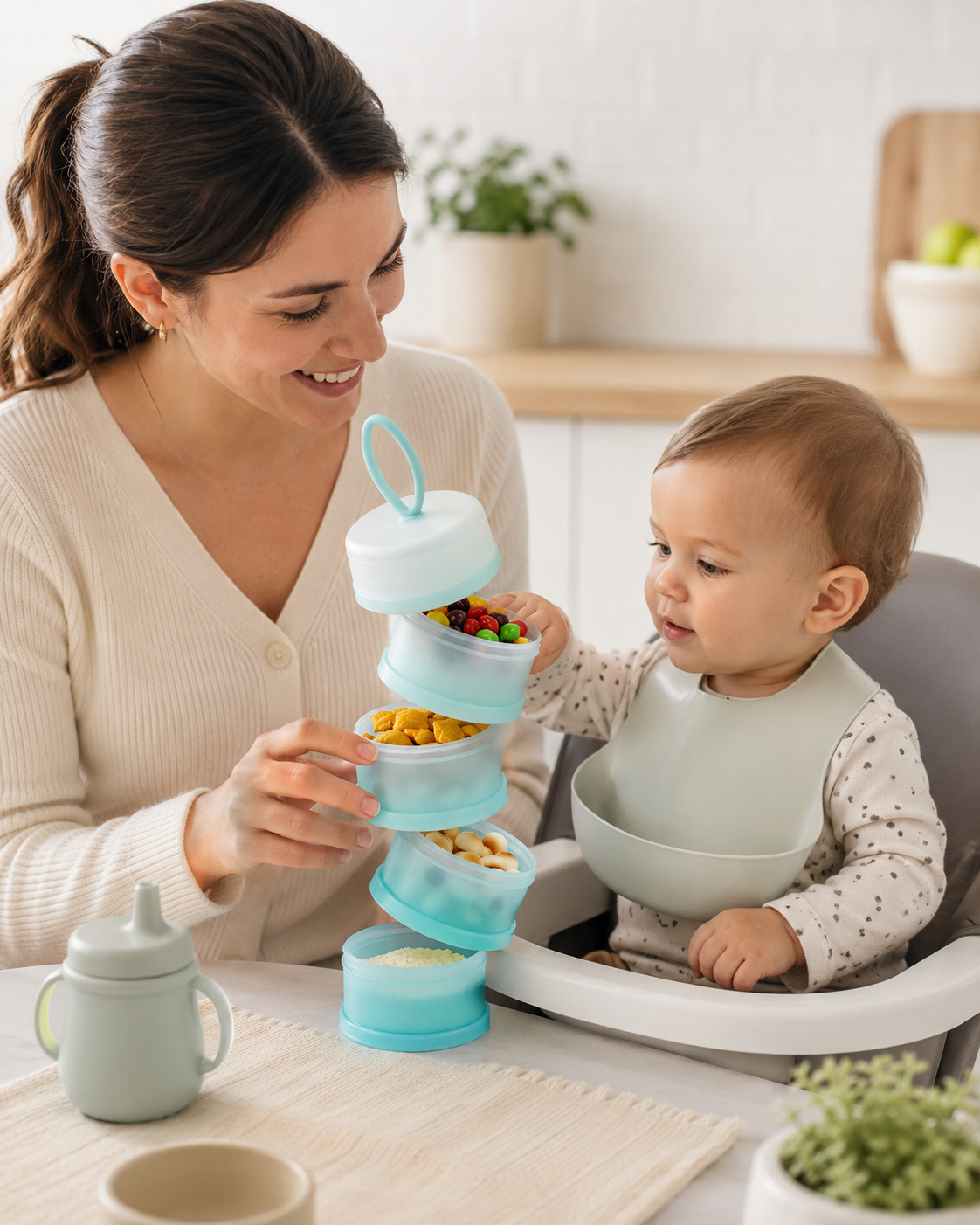 Stackable Food Storage Container Set with Loop Lid