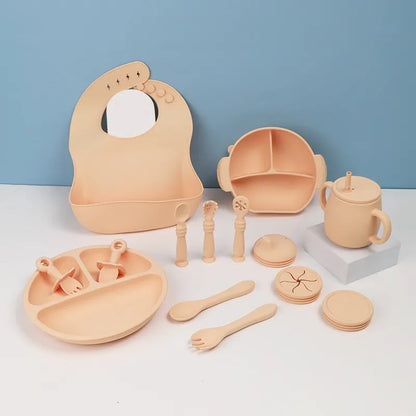 15-Piece Silicone Baby Feeding Tableware Set
