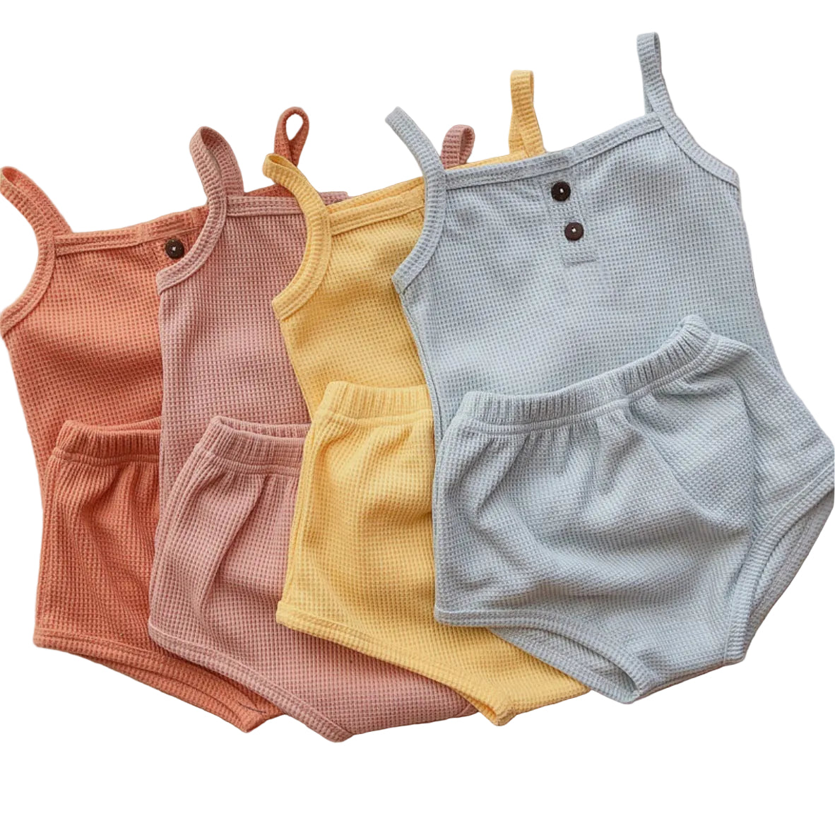 Girls’ Camisole and Shorts Set with Ribbed Knit Texture