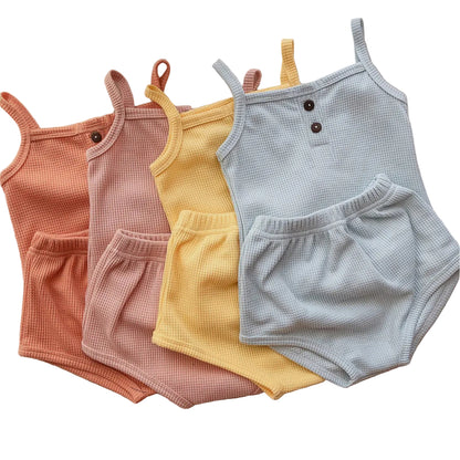 Girls’ Camisole and Shorts Set with Ribbed Knit Texture