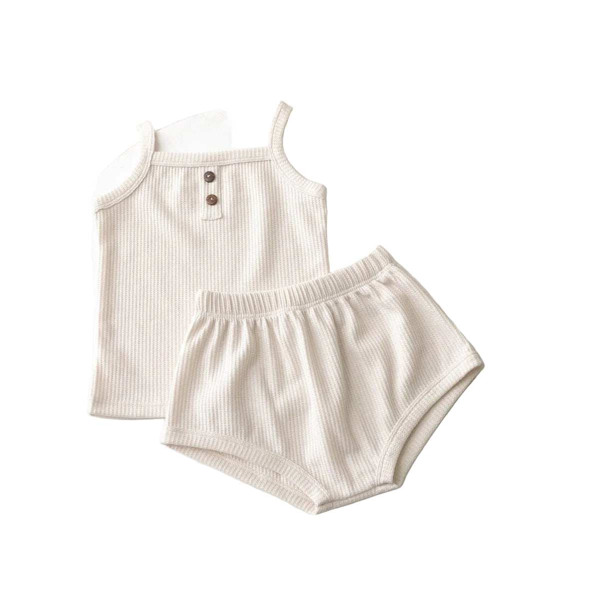 Girls’ Camisole and Shorts Set with Ribbed Knit Texture