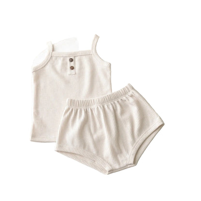 Girls’ Camisole and Shorts Set with Ribbed Knit Texture