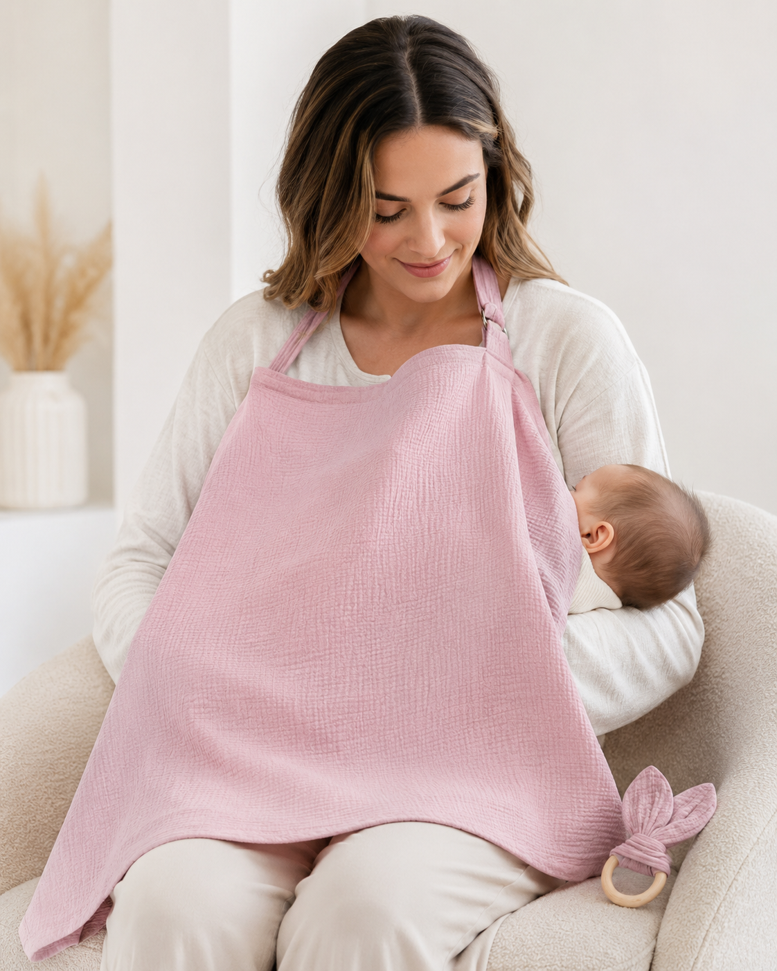 Nursing Cover Set with Ring Teether and Storage Pouch